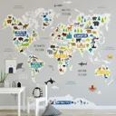 Art for the Home Multicolour World map jungle Matt Mural