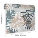 Boutique Jungle glam Blue & green Leaves Metallic effect Smooth Wallpaper