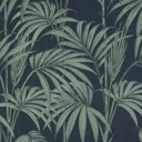 Julien MacDonald Honolulu Green & navy Leaves Glitter effect Smooth Wallpaper