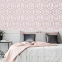 Julien MacDonald Disco vogue Pink Geometric Metallic effect Smooth Wallpaper