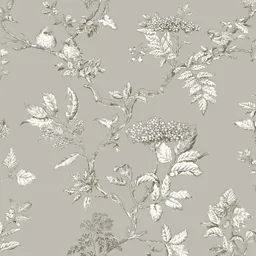 Laura Ashley Elderwood Steel Floral Smooth Wallpaper