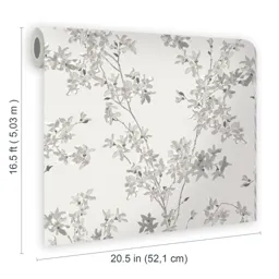 Laura Ashley Forstyhia Steel Floral Smooth Wallpaper