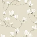 Laura Ashley Magnolia grove Neutral Floral Smooth Wallpaper