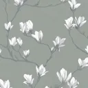 Laura Ashley Magnolia grove Slate Floral Smooth Wallpaper