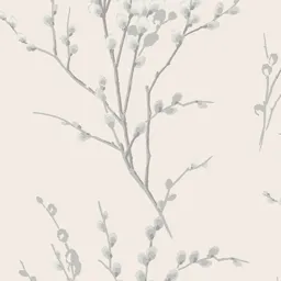 Laura Ashley Willow Off white & steel Floral Smooth Wallpaper