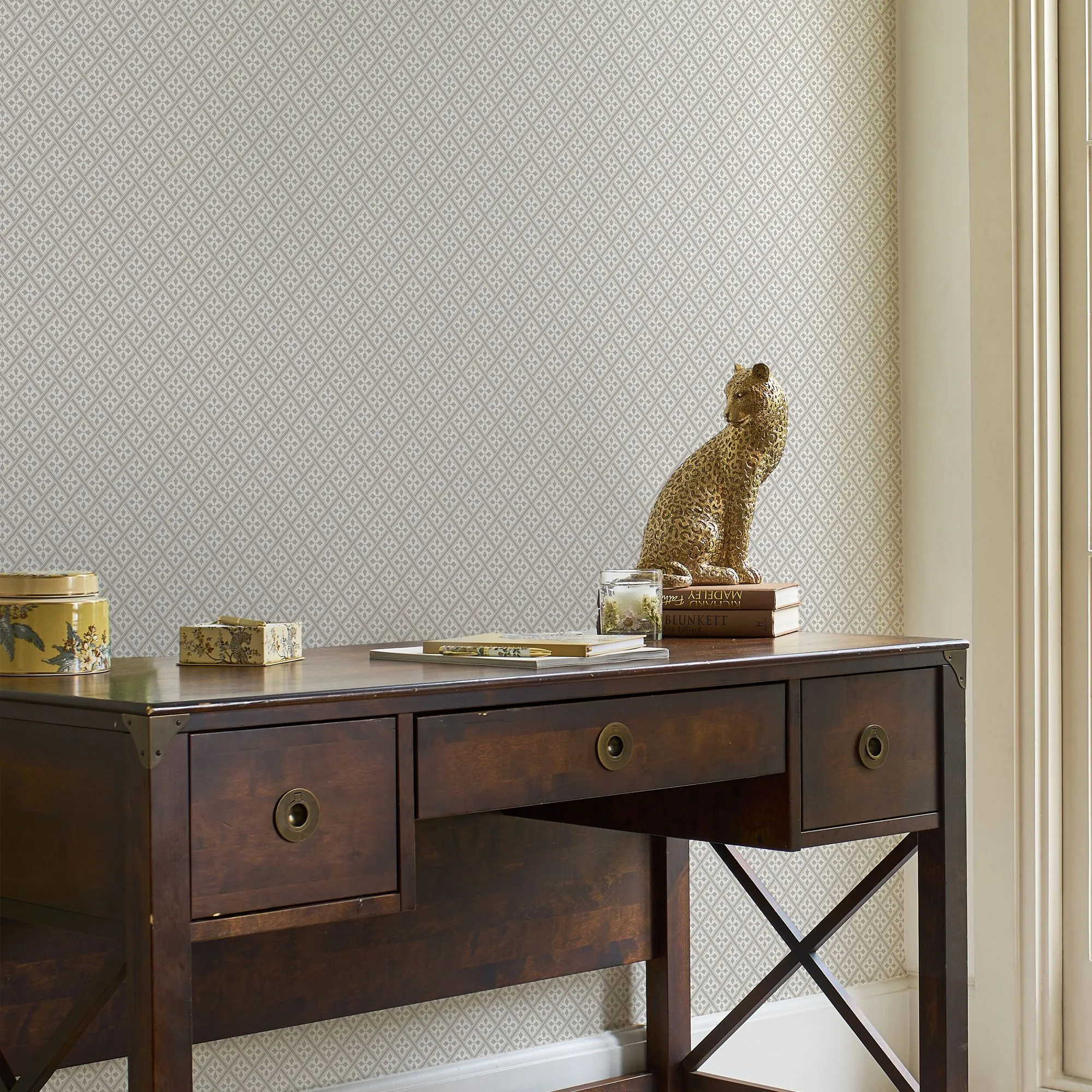 Laura Ashley Mr Jones Dove grey Geometric Smooth Wallpaper