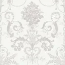Laura Ashley Josette Dove grey & white Damask Smooth Wallpaper