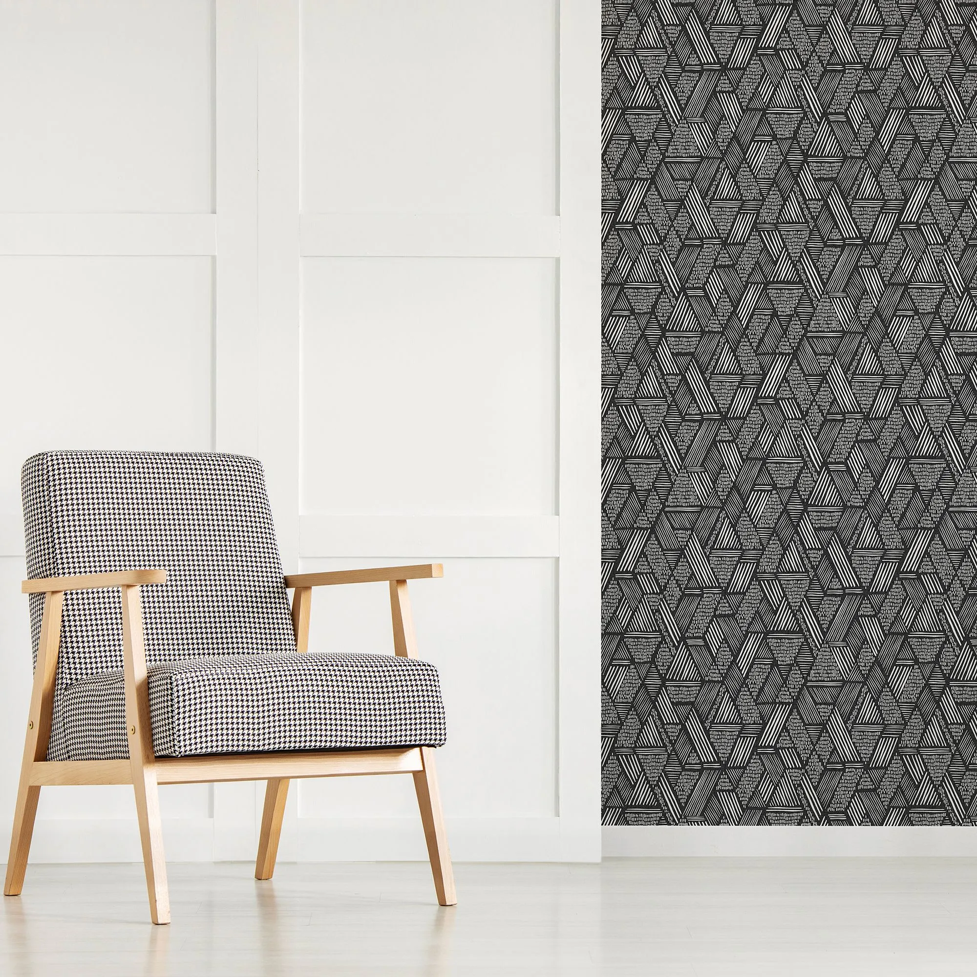 Superfresco Easy Black & white Ethnic stitch Smooth Wallpaper