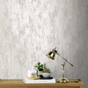 Laura Ashley Whinfell Moonbeam Industrial Metallic effect Smooth Wallpaper
