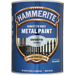 Hammerite Smooth Finish Metal Paint - Silver, 5000ml