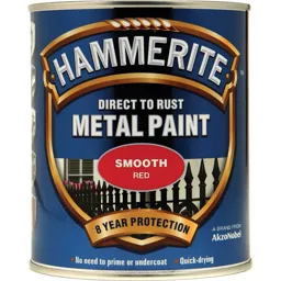 Hammerite Smooth Finish Metal Paint - Red, 750ml