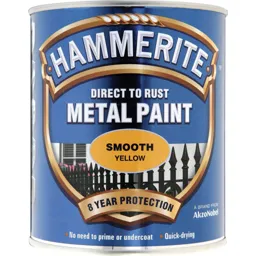 Hammerite Smooth Finish Metal Paint - Yellow, 750ml