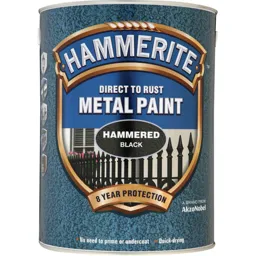 Hammerite Hammered Finish Metal Paint - Black, 5000ml