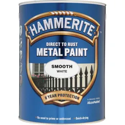 Hammerite Smooth Finish Metal Paint - White, 5000ml