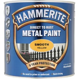 Hammerite Smooth Finish Metal Paint - Yellow, 2500ml