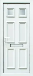 6 panel Frosted Glazed White uPVC RH External Front Door set, (H)2055mm (W)920mm