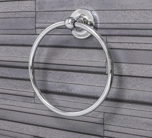 Croydex Worcester Flexi-Fix Chrome Towel Ring - QM461541