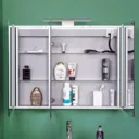 Croydex Hampton LED Stainless Steel Mirror Cabinet with Shaver Socket 700 x 900mm - Mains Power