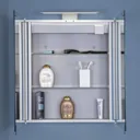 Croydex Sudbury LED Stainless Steel Mirror Cabinet with Shaver Socket 700 x 600mm - Mains Power