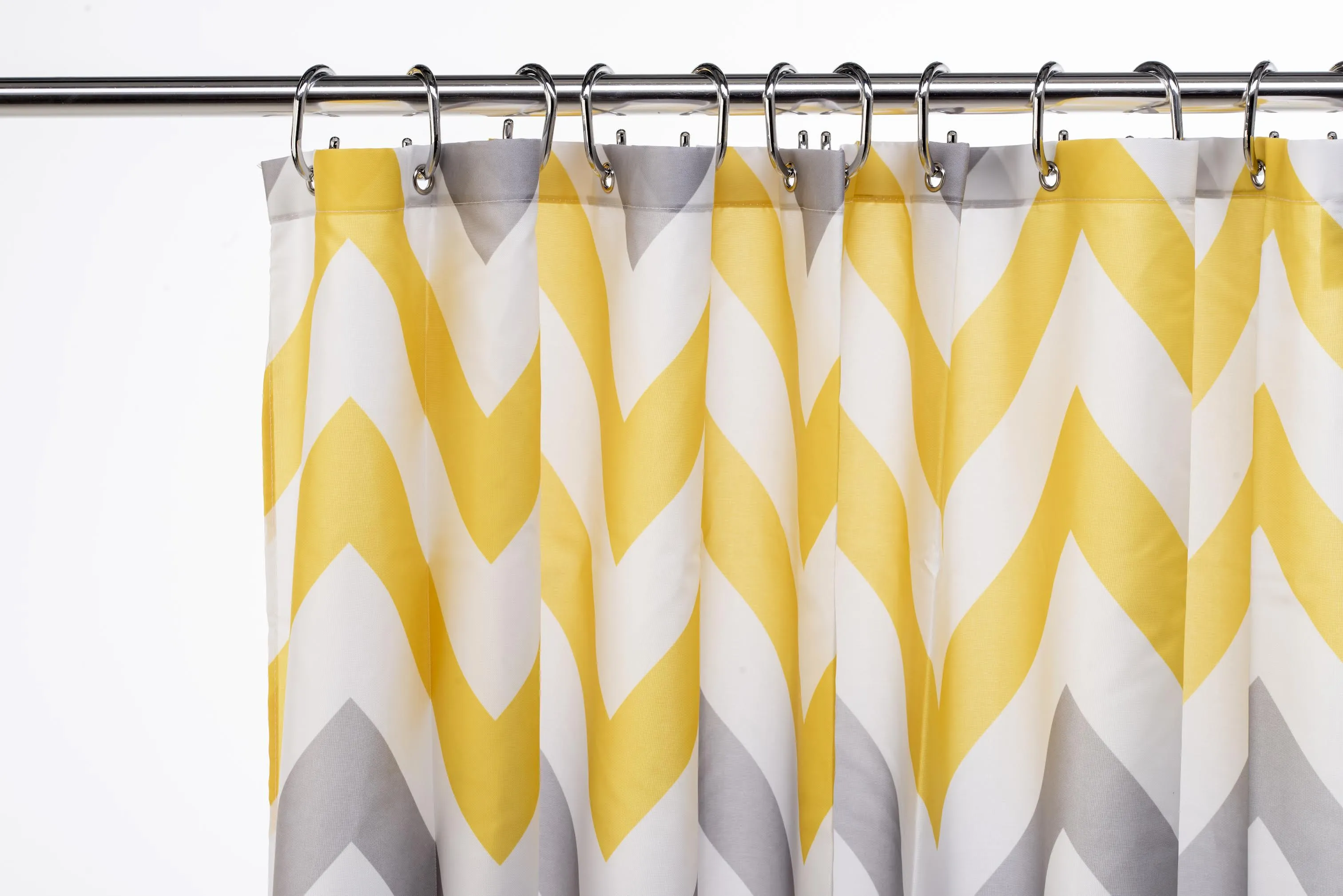 Croydex Yellow and Grey Chevron Textile Shower Curtain 180 x 180 cm - AF290401H