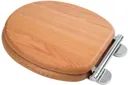 Croydex Rutland Flexi-Fix Soft Close Round Oak Solid Wood Toilet Seat - WL602376H