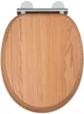 Croydex Rutland Flexi-Fix Soft Close Round Oak Solid Wood Toilet Seat - WL602376H