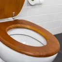 Croydex Davos Flexi-Fix Round Antique Pine Solid Wood Toilet Seat - WL602250H
