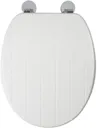 Croydex Hayward Flexi-Fix Tongue and Groove Round White Solid Wood Toilet Seat