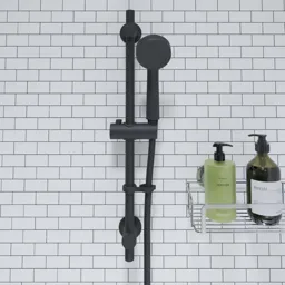 Croydex Presion 1 Function Shower Handset & Riser Kit Matt Black - AM300021