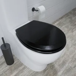 Croydex Lene Wood Flexi-Fix Soft Close Toilet Seat Matt Black - WL601121H