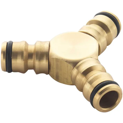 Spear and Jackson Three Way Brass Male Hose Connector - 3/4" / 19mm, Pack of 1