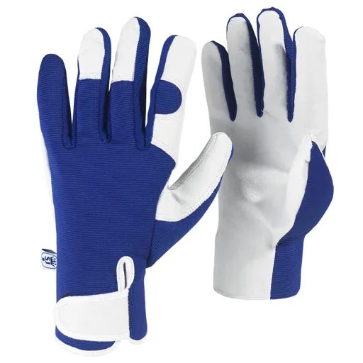 Kew Gardens Leather Palm Gardening Gloves - Blue, L