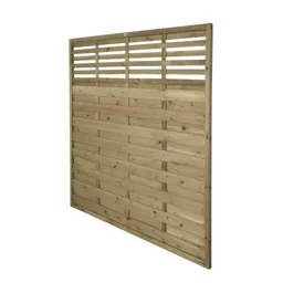 Forest Garden Contemporary Slatted Pressure treated Fence panel (W)1.8m (H)1.8m, Pack of 3