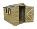 Forest Garden 8x6 Apex Pressure treated Tongue & groove Green Wooden Shed with floor - Assembly service included