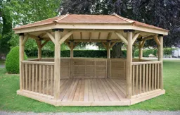 Forest Premium Oval Cedar Roof Gazebo - 5.1m Treated Timber (Installed)