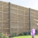 Contemporary Double slatted Fence panel (W)1.8m (H)1.8m, Pack of 3