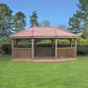 Forest Premium Oval Cedar Roof Gazebo with Benches 6m Treated Timber (Installed)