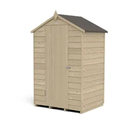 Forest Garden 4x3 Apex Pressure treated Overlap Wooden Shed with floor (Base included)