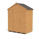 Forest Garden 5x3 Apex Dip treated Overlap Golden Brown Wooden Shed with floor (Base included)
