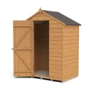 Forest Garden 5x3 Apex Dip treated Overlap Golden Brown Wooden Shed with floor (Base included) - Assembly service included