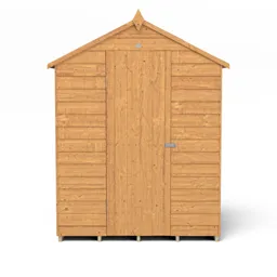Forest Garden 5x3 Apex Dip treated Overlap Golden Brown Wooden Shed with floor (Base included) - Assembly service included