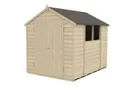 Forest Garden 8x6 Apex Pressure treated Overlap Wooden Shed with floor (Base included)