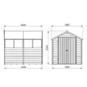 Forest Garden 8x6 Apex Pressure treated Overlap Wooden Shed with floor (Base included) - Assembly service included