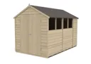 Forest Garden 10x6 Apex Pressure treated Overlap Natural Timber Wooden Shed with floor
