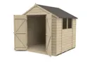 Forest Garden 7x7 Apex Pressure treated Overlap Natural Timber Wooden Shed with floor
