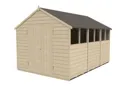 Forest Garden 12x8 Apex Pressure treated Overlap Natural Timber Wooden Shed with floor