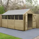 Forest Garden 12x8 Apex Pressure treated Overlap Natural Timber Wooden Shed with floor - Assembly service included