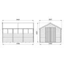 Forest Garden 12x8 Apex Pressure treated Overlap Natural Timber Wooden Shed with floor - Assembly service included