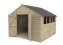 Forest Garden 10x10 Apex Pressure treated Overlap Natural Timber Wooden Shed with floor