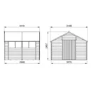 Forest Garden 10x10 Apex Pressure treated Overlap Natural Timber Wooden Shed with floor - Assembly service included